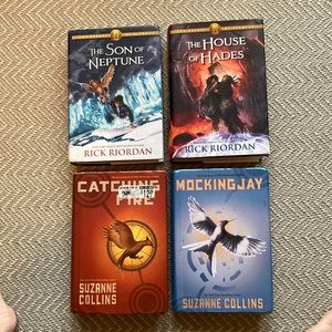 4 Hardcover Percy Jackson and The Hunger Games books